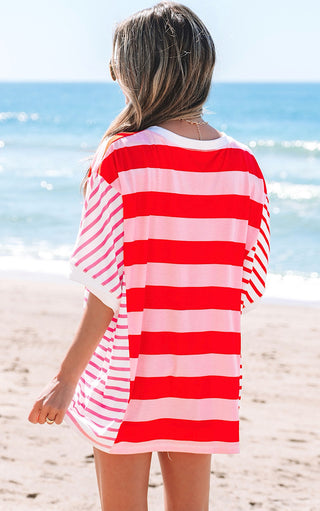 Picnic Pretty Pink And Red Striped Top