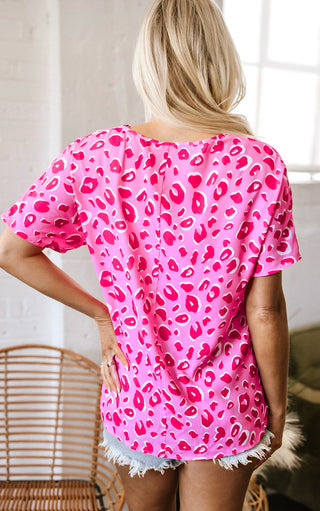 Flirty Feline Pink Leopard Top