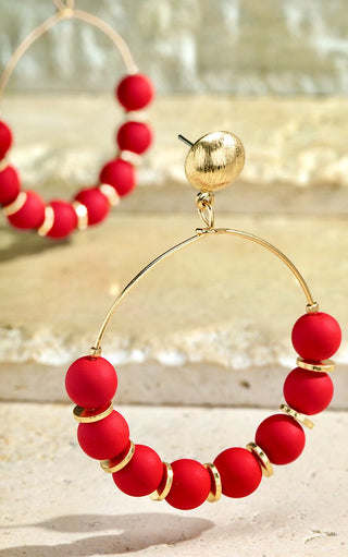 Bubbly Belle Red Beaded Earrings