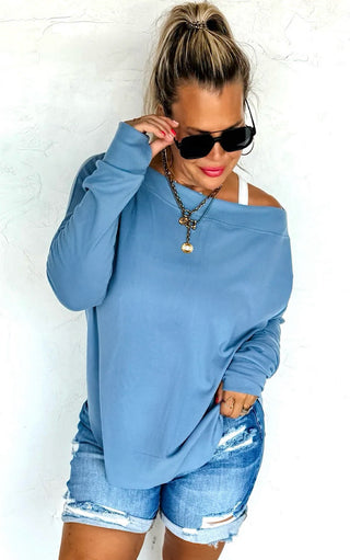 Effortless Charm Blue Sweatshirt