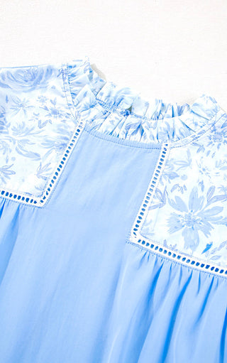 Blissful Breeze Blue Puffy Sleeve Top