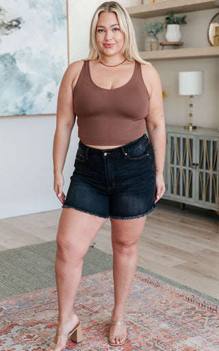 Judy Blue Tummy Control Black Denim Shorts, 1X-4X