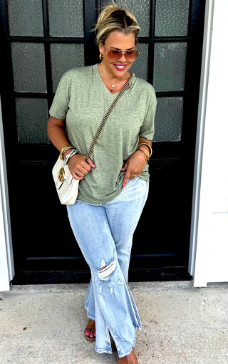 Better Than His Slouchy Boyfriend Tee - Olive
