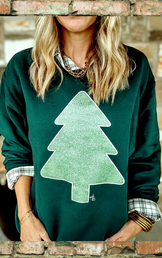 Twinkling Pines Green Christmas Tree Sweatshirt