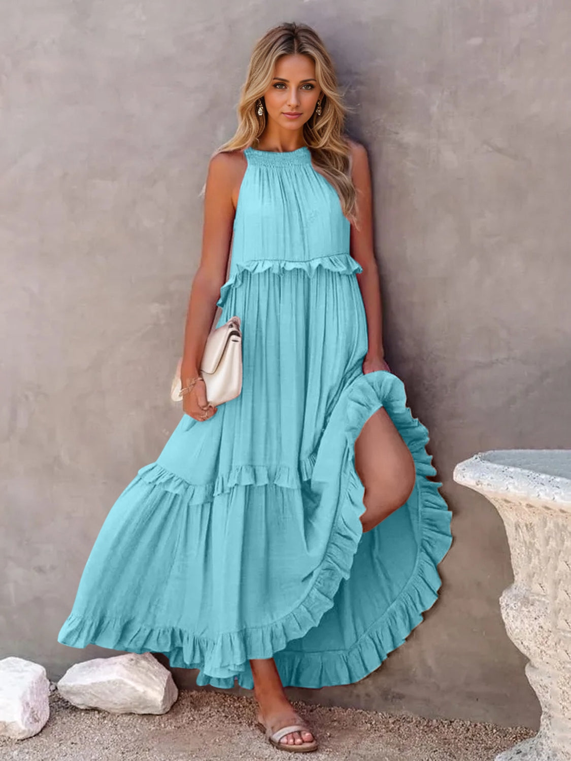 Romantic Story Tiered Maxi Dress, EIGHT COLORS, SM-2X