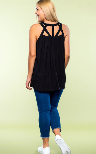 Current Obsession Black Top, SMALL, LRG