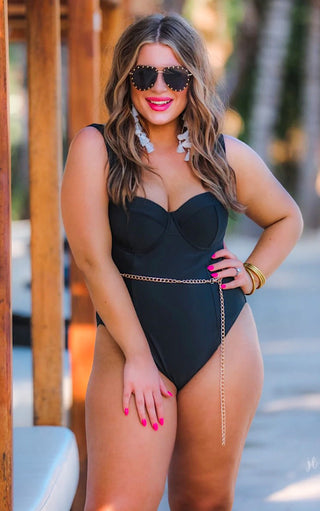 Bungalow Babe Black One Piece Swimsuit, SM-3X RESTOCKED!