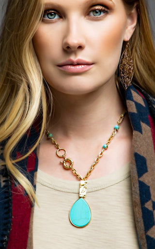 Splash Of Turquoise Gold Necklace