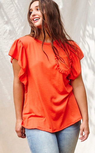 Ray Of Sunshine Bright Orange Top, S-3X!