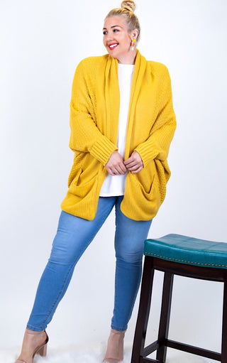 My Happy Place Yellow Cardigan, SMALL