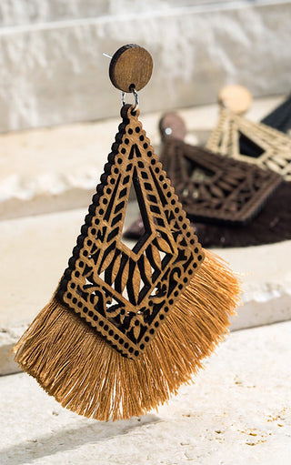 Light As A Feather Brown Wooden Earrings