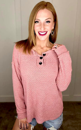 Wrapped Up In Softness Pink Henley