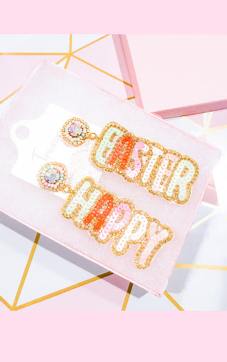 Happy Easter Beaded Earrings