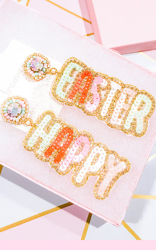 Happy Easter Beaded Earrings