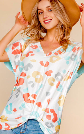 Here For Fun Colorful Leopard Print Top, LRG