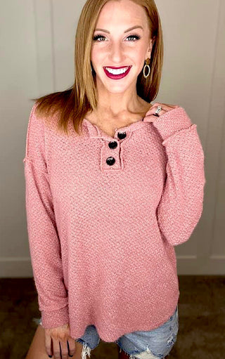 Wrapped Up In Softness Pink Henley