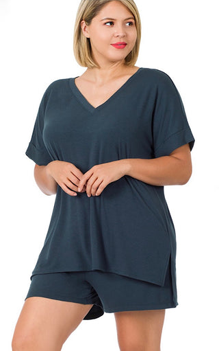 Easy Like Sunday Navy Pajamas Shorts Set, SMALL