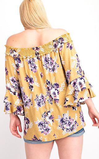 Floral Fantasy Off Shoulder Top, 3X