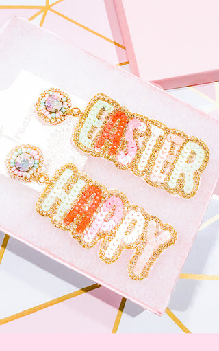 Happy Easter Beaded Earrings