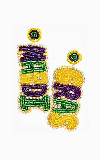 Mardi Gras Beaded Earrings