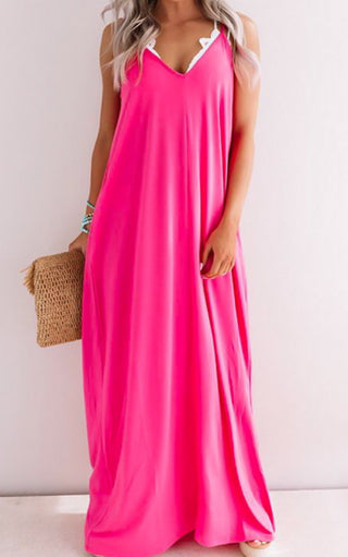 Caribbean Breeze Pink Maxi Dress, XL left!