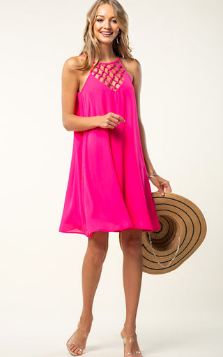 Sundress Season Hot Pink Dress, SMALL but runs large!