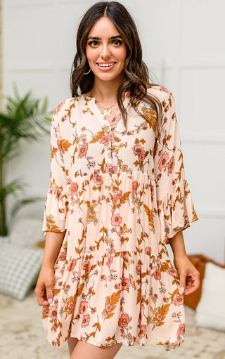 Spring Is In The Air Tiered Floral Dress, LARGE