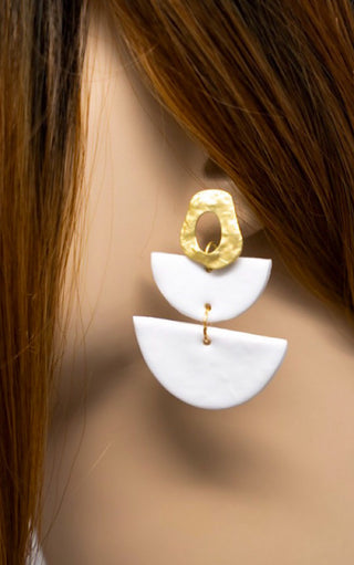 White Caps Clay Earrings