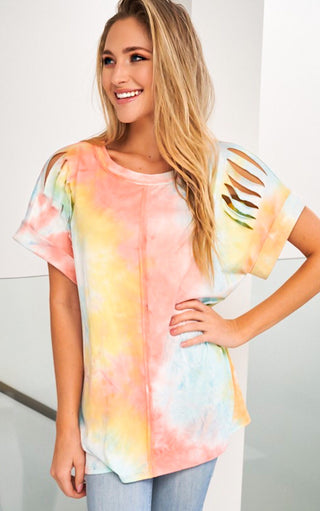 Sunset Wishes Marbled Top, LRG-1X!