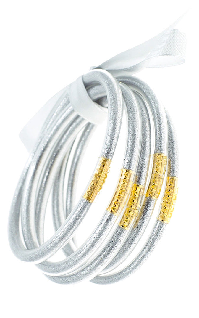 Glamorous Silver Waterproof Bangle Bracelet Set