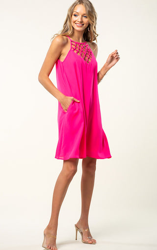 Sundress Season Hot Pink Dress, SMALL but runs large!