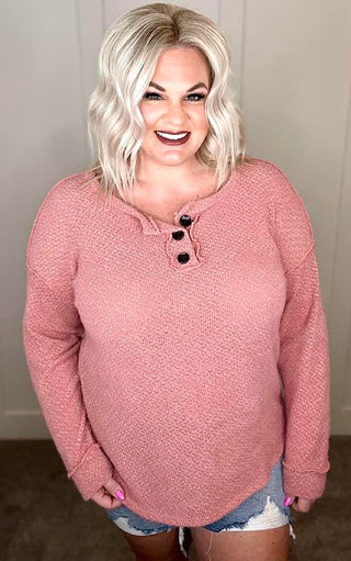 Wrapped Up In Softness Pink Henley