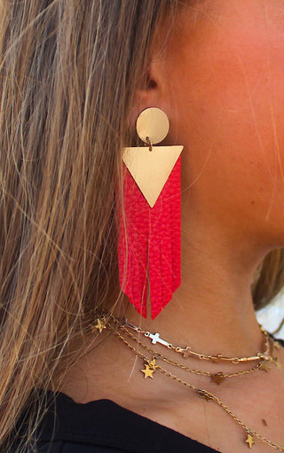 Free Spirited Yellow Leather Fringe Earrings