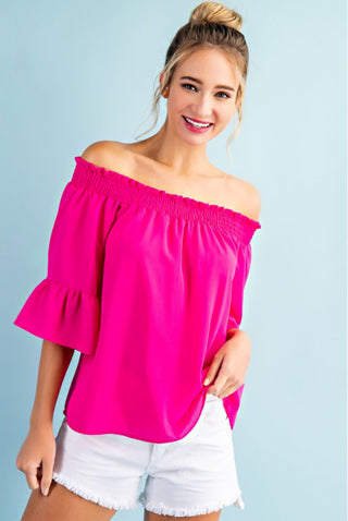 Sunkissed Shoulders Fuchsia Pink Top