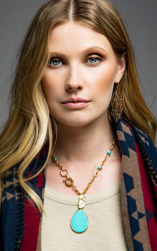 Splash Of Turquoise Gold Necklace