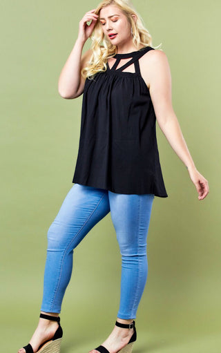 Current Obsession Black Top, SMALL, LRG