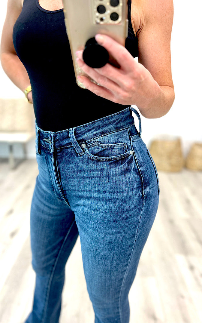 Iconic Crush Judy Blue Tummy Control Slit Hem Jeans, SIZES 0-24W