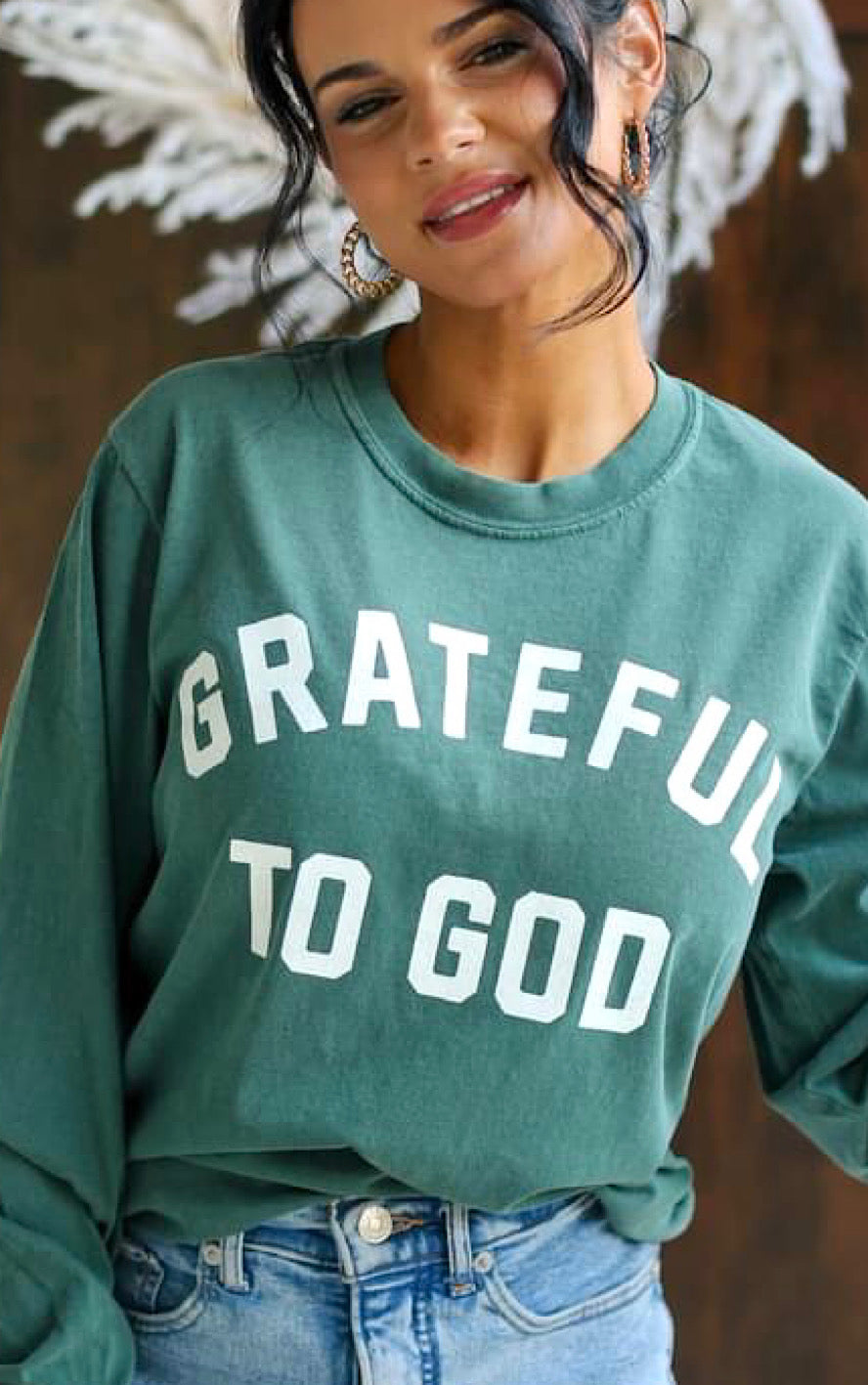 Grateful To God Spruce Long Sleeve Tee, SM-3X, PRE-ORDER!!