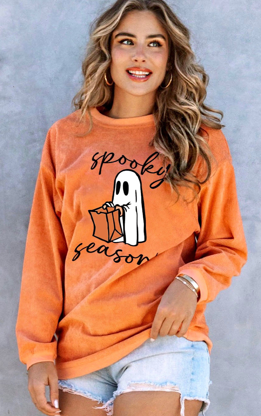 Spooky Season Orange Corded Sweatshirt, SM-2X