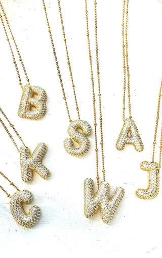 RESTOCKED! Dazzling Diamonds Bubble Letter Necklace, BUY 3 ONE FREE!