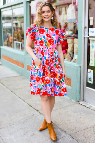 Brightest Blooms Floral Dress, SM-3X