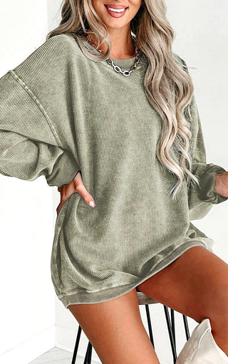 Cozy Casual Grey Corded Sweatshirt, LRG & XL