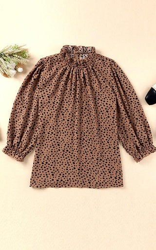 Wildest Dreams Animal Print Ruffle Collar Top, TWO COLORS!