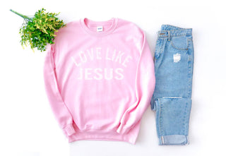 Love Like Jesus Light Pink Sweatshirt