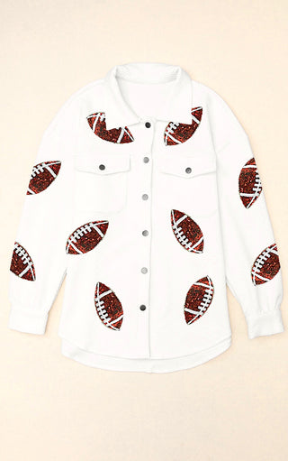 Get In The Game Textured White Sequin Football Jacket