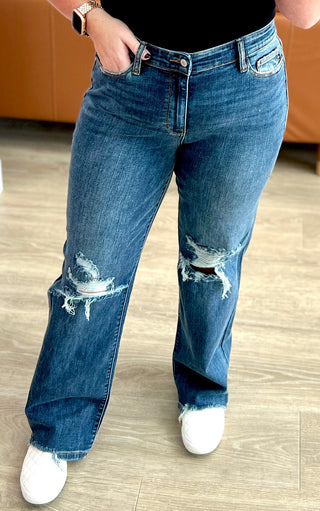 RESTOCKED! Casual Perfection Dark Wash Straight Leg Jeans by Judy Blue 0-24W