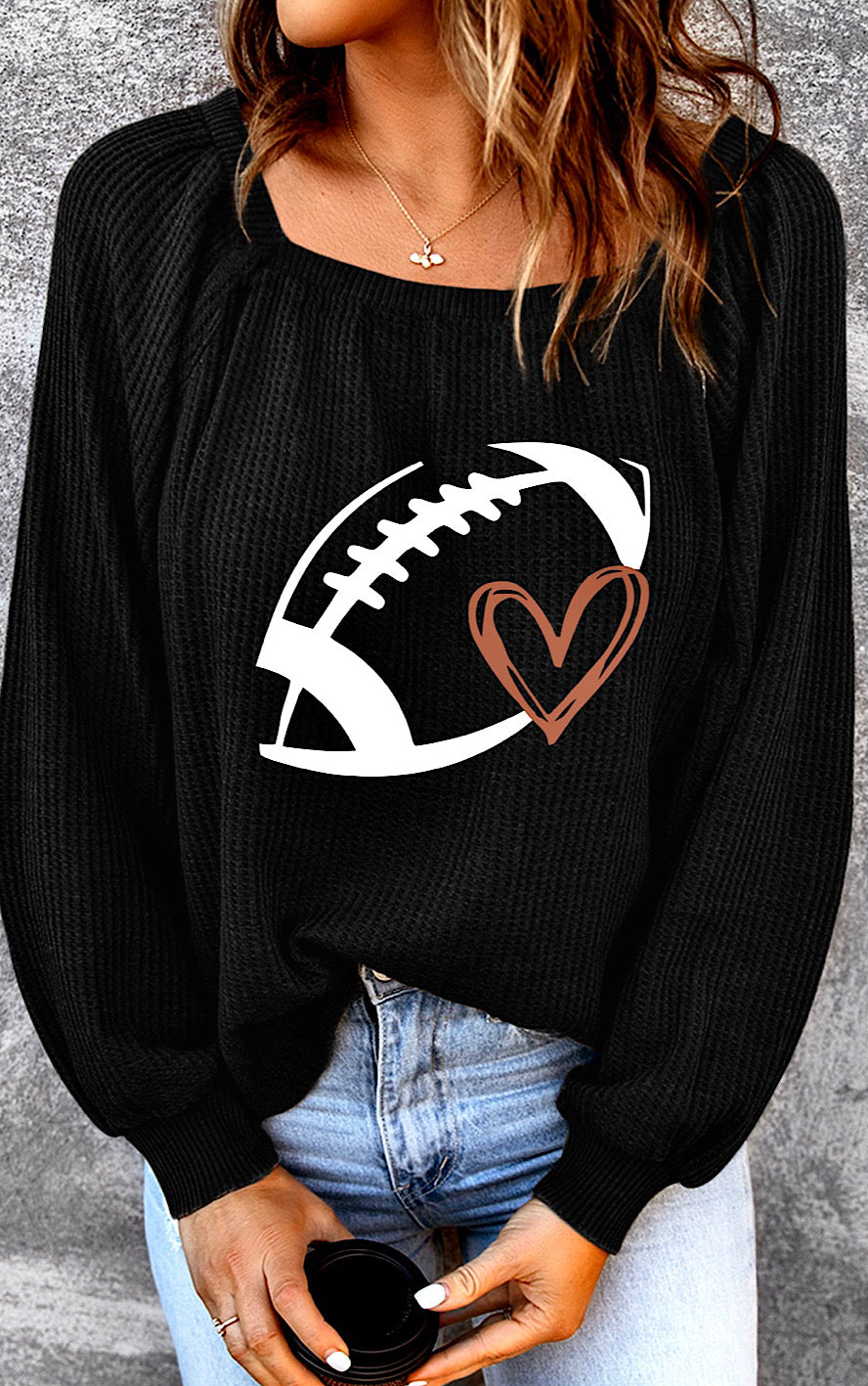 Game Day Weekends Black Ribbed Top