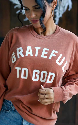 Grateful To God Rust Long Sleeve Tee, SM-3X, PRE-ORDER!!