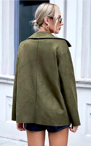 Upper East Side Olive Suede Shirt Jacket