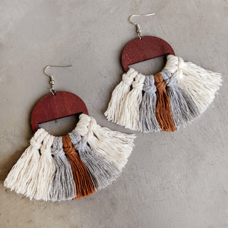 Desert Dunes Tassel Wood Earrings